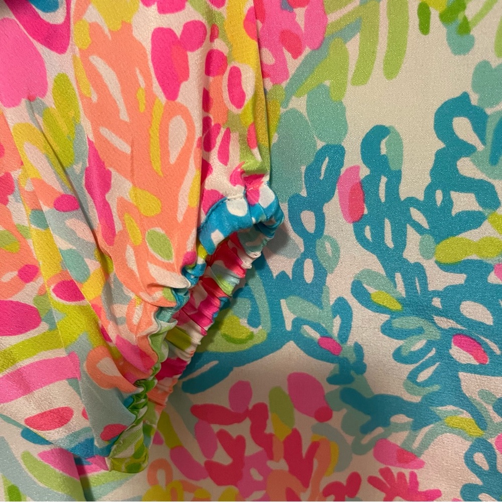 Lilly Pulitzer Mulitcolor Elsa Coral and ocean print blouse size S - Picture 4 of 6